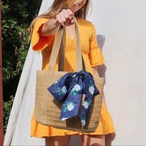 NWT Draper James Straw Bag with Floral Scarf
